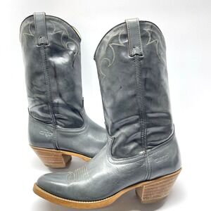 Vintage Dingo Acme Men's Blue Gray Marveled Leather Western Cowboy Boot 10 1/2 D